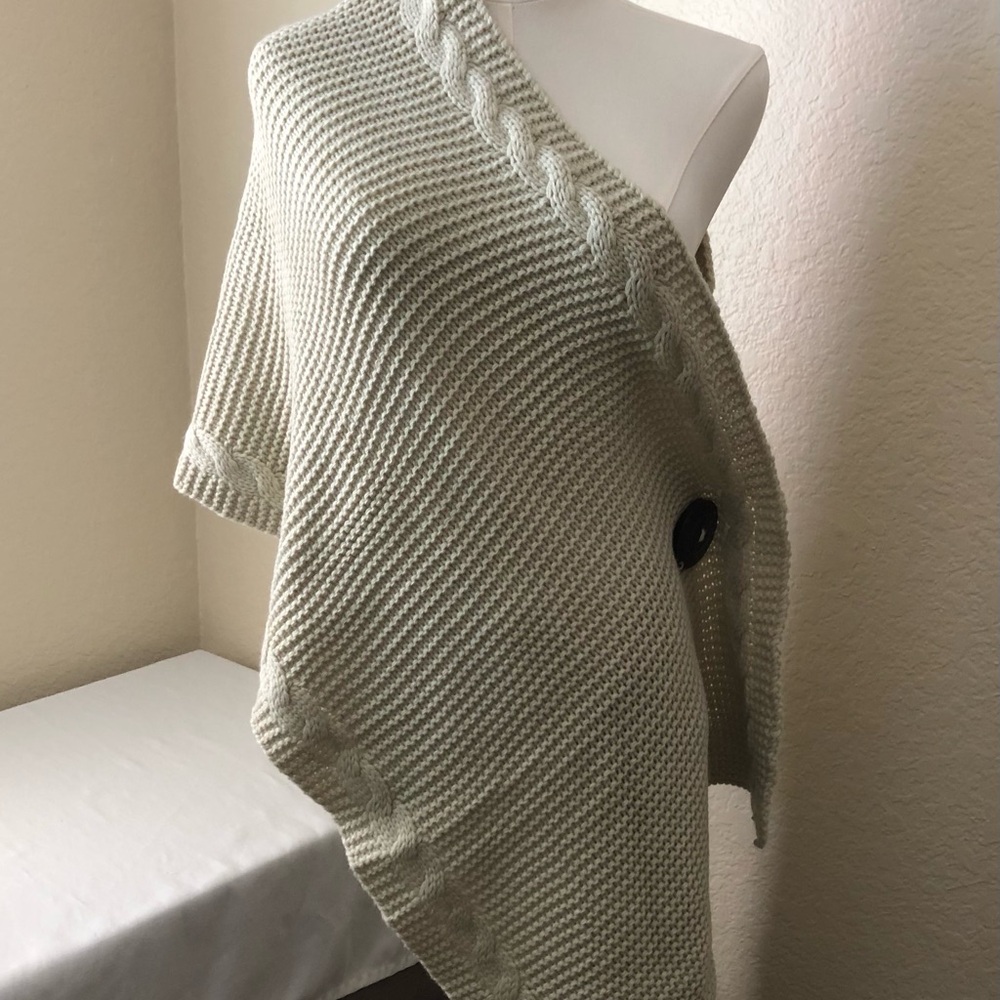 Y2K Knitted Wrap Shawl Scarf Sweater Beige Tan Knit One Size